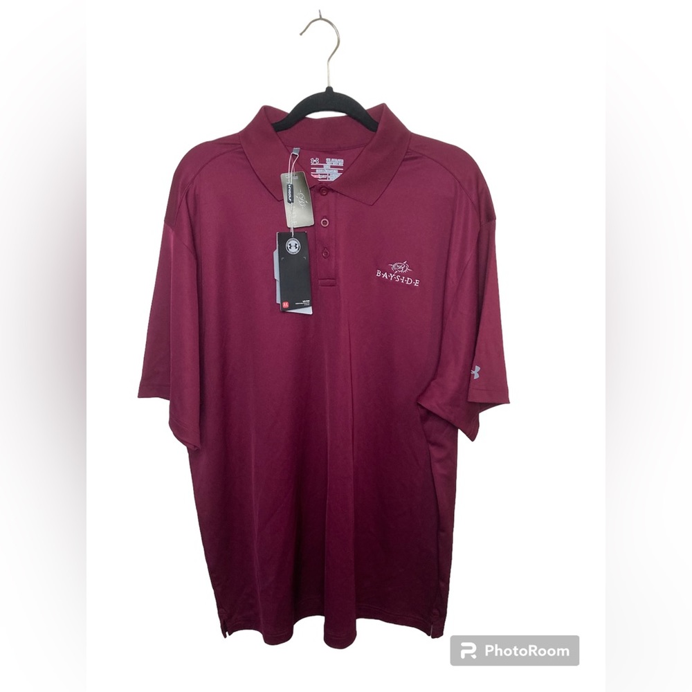 Under Armour red short sleeve golf polo shirt. Bayside Gof Club. 2XL Tall